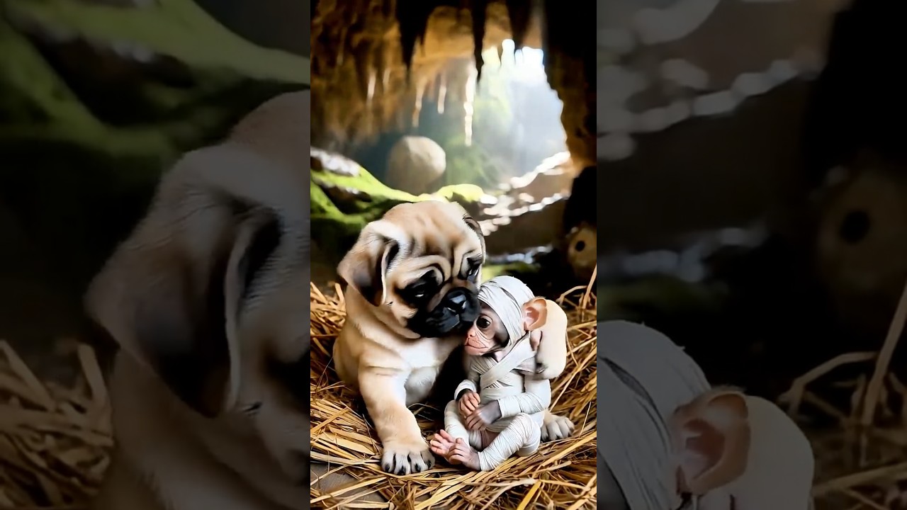 "Pug Returns the Favor – True Friendship! 🐶🐒💞"