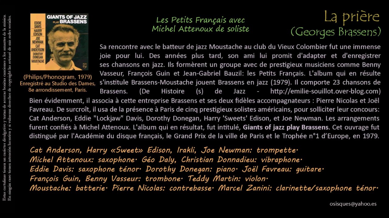La Prière Brassens) Giants of Jazz YouTube La Prière Brassens) Giants of Jazz YouTube