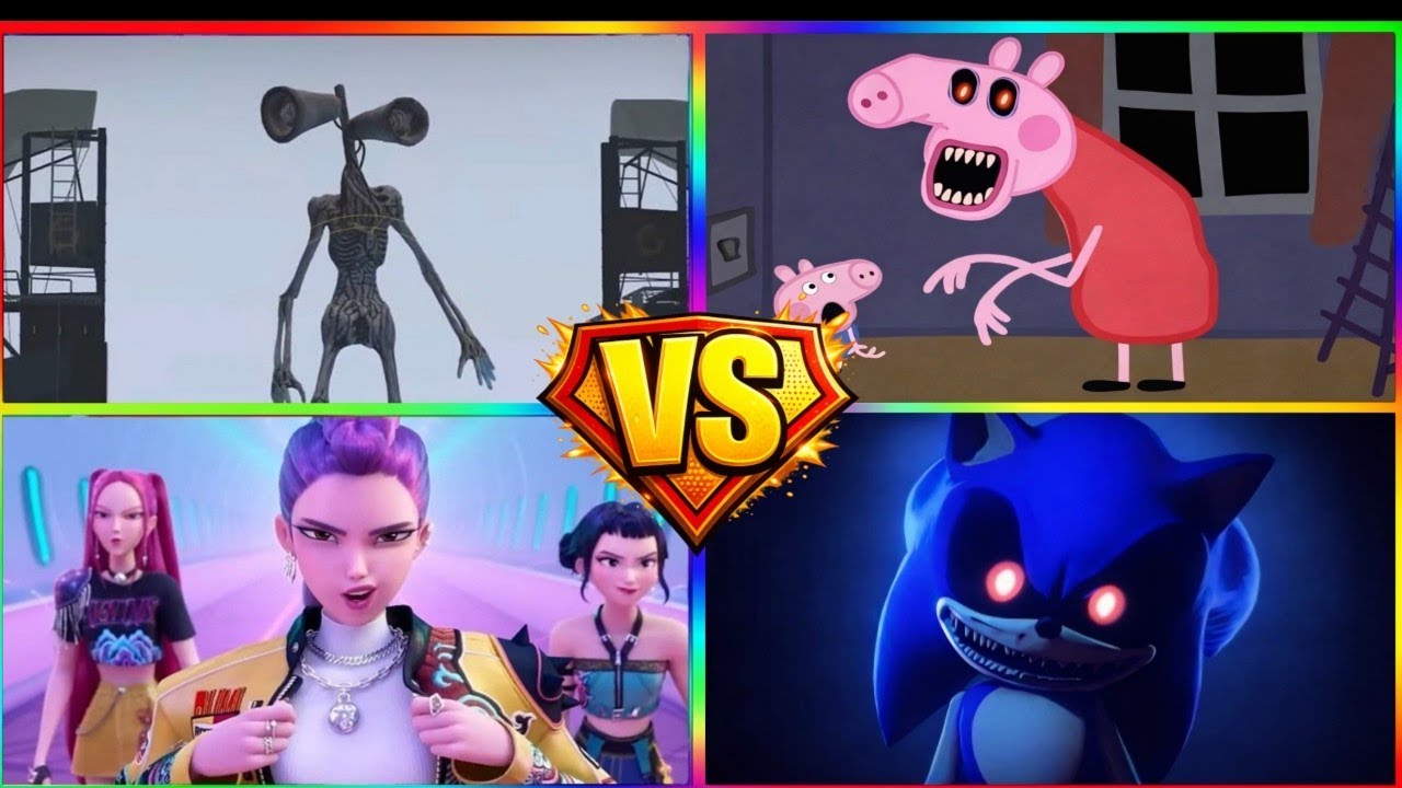 SIREN HEAD🆚Kpop demon hunter🆚PEPPA PIG.EXE 🆚SONIC.EXE   🎶 Tiles Hop EDM Rush