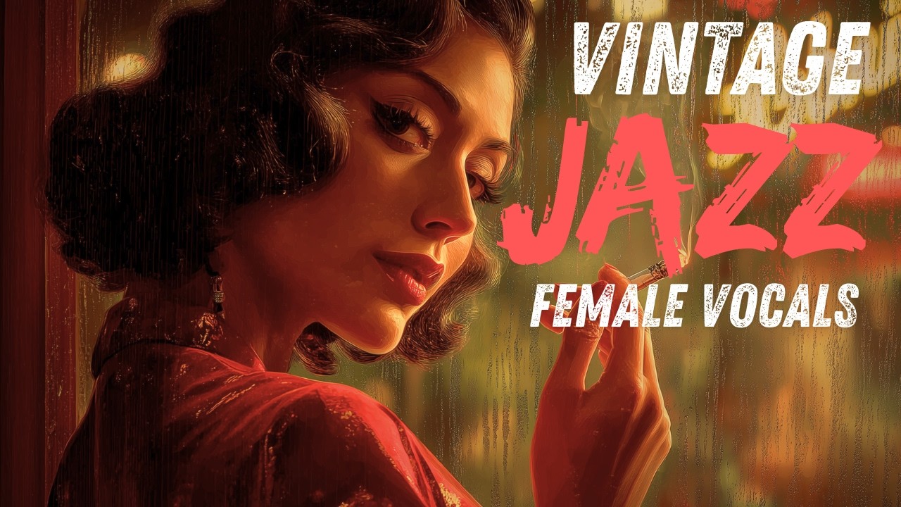70 Min Vintage Jazz Female Vocals ☕ Rainy Neon Cafe 1940s