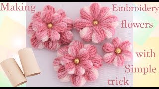 Como hacer flores con un pequeño truco Embroidery Making flowers with simple trick