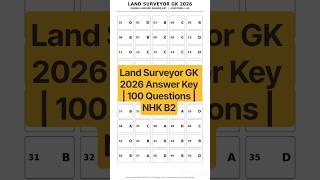 Land Surveyor GK 2026 Answer Key | 100 Questions | NHK B2 #shorts #wiseminds22