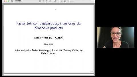 IDEAL Workshop: Rachel Ward, Faster Johnson-Lindenstrauss embeddings via Kronecker products