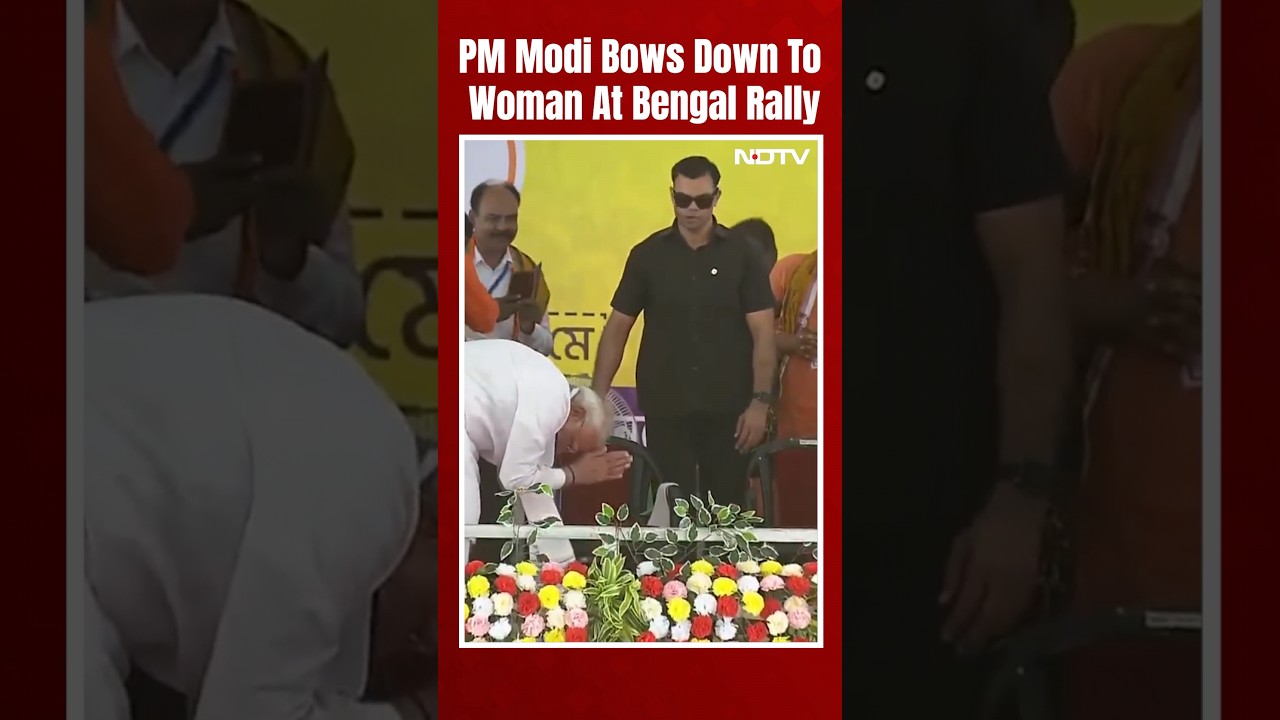 PM Modi Bows Down To Woman During His Rally In West Bengal's Birbhum