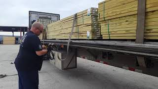 Lynn al load securement flatbeding strapping down lumber