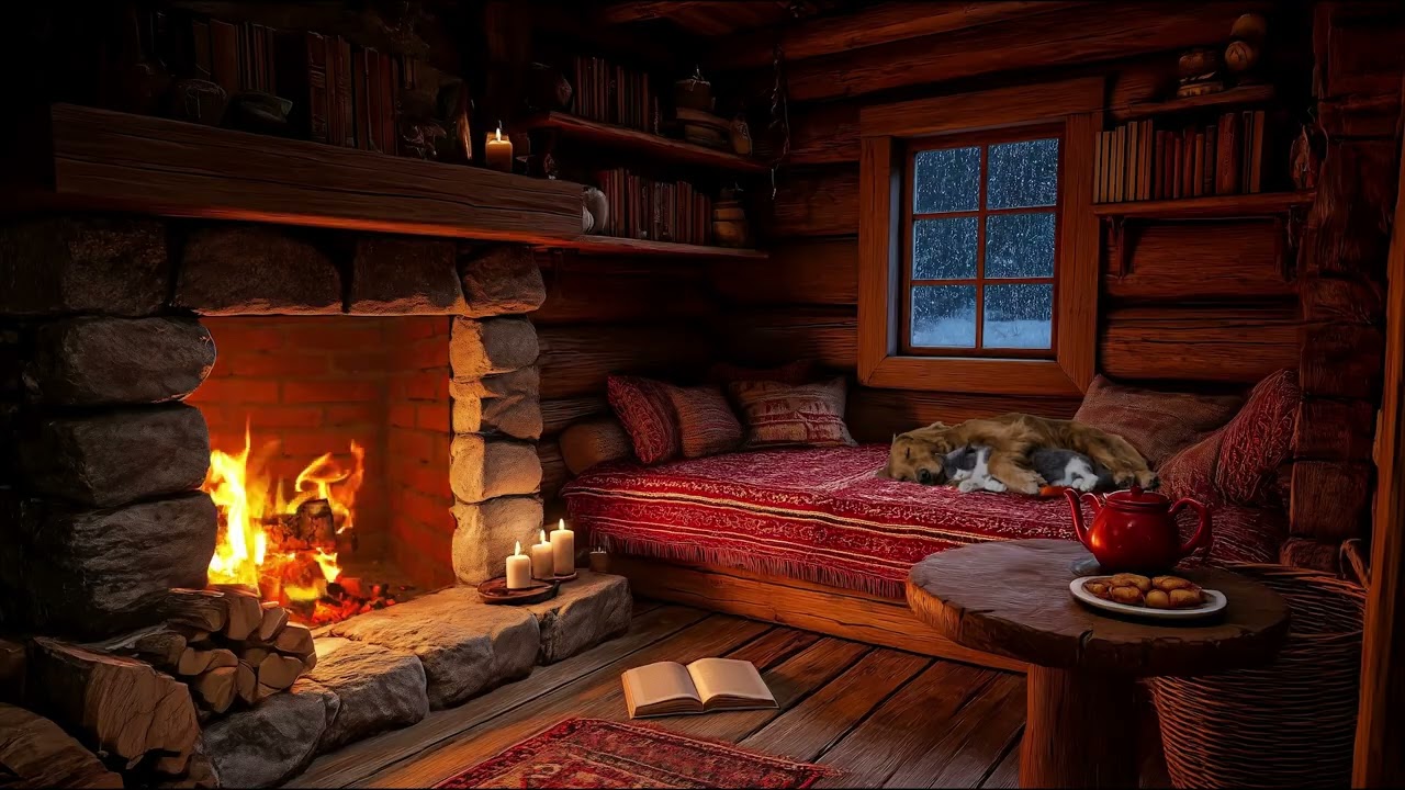 I’ve Never Slept This Peacefully… Cozy Winter Cabin Fireplace & Snow Sounds for Deep Sleep