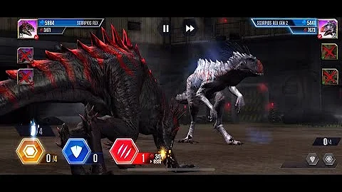 SCORPIOS REX (GEN 1  vs GEN 2) - JURASSIC WORLD THE GAME