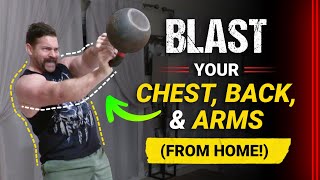 Train From Home [Single Kettlebell Shoulder, Chest, Back, & Arms Routine] | Coach MANdler
