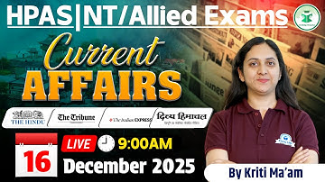 Himachal Daily Current Affairs Quiz & MCQ, 16th December 2025 | HPAS/Allied/NT Current Affairs 2025