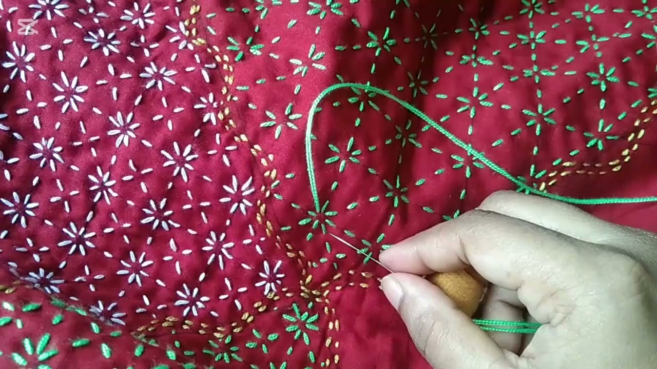 ডিজিটাল বকুল ফুলের নকশীকাঁথা part 2