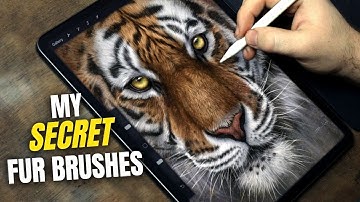 The BEST Brushes for Painting Realistic Fur : Procreate IPad Tiger Painting
