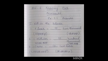 STD -6 CBSE maths chapter -1 knowing our numbers exercise 1.1 fill in the blanks answers