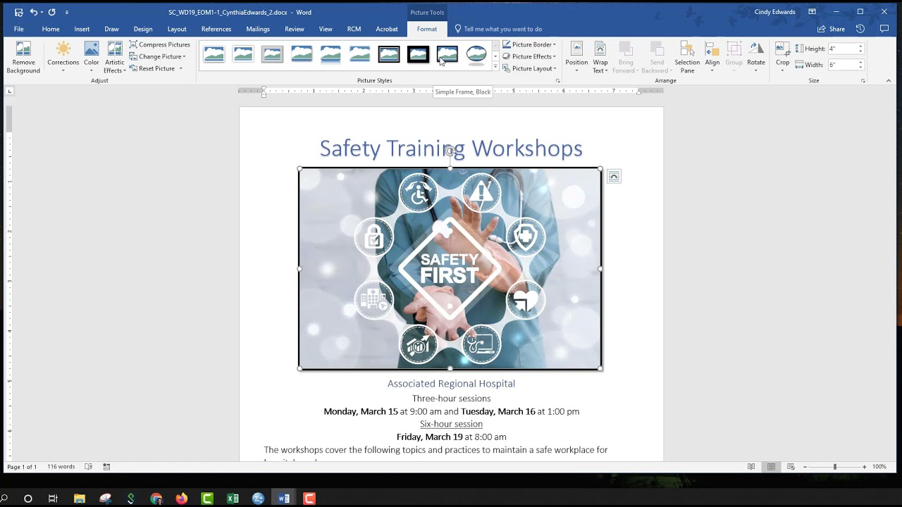 Word 2019 Cengage/SAM  Module 1 EOM Project 1