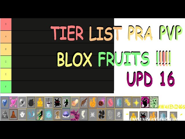 TIER LIST DAS FRUTAS PRA PVP (blox fruits UPD16) 