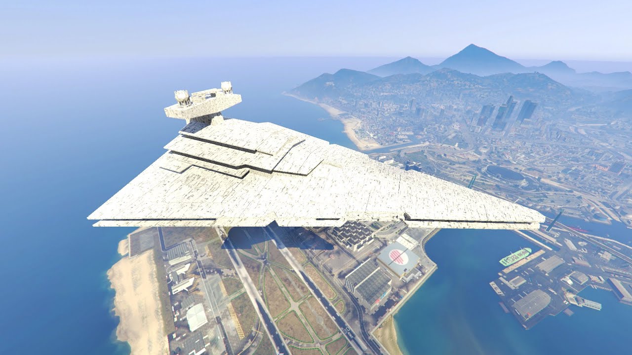 GTA 5 - Landing IMPERIAL STAR DESTROYER on the Aircraft Carrier (GTA 5