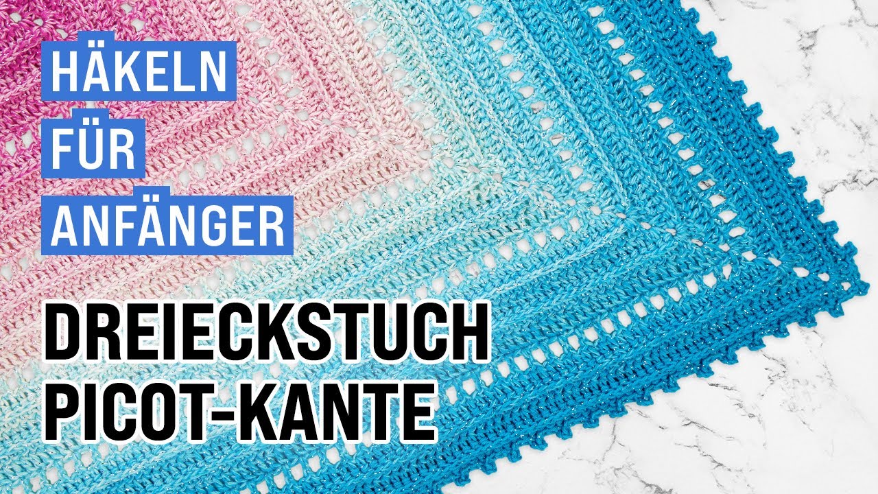 Dreieckstuch mit Reliefstäbchen, Gittermuster und Picot-Kante häkeln | schnell & einfach