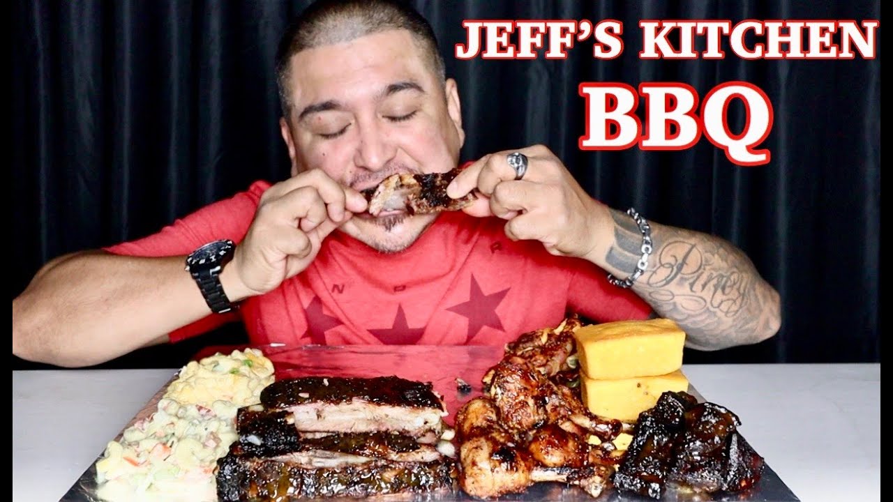 JEFF'S BBQ RIBS, CHICKEN, PORK BELLY, MAC N CHEESE, MAC SALAD, LOADED