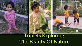 Triplets Exploring The Beauty Of Nature | A Floral Adventure 🌼 🌸 🌻 🌹