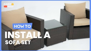 How to Install the 3 Pieces Patio Conversation Rattan Furniture Set | HW66531 #costway #howto