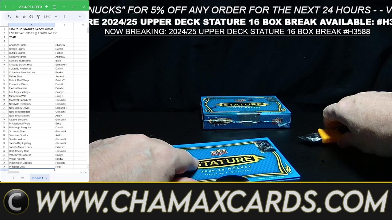 BREAKING TONIGHT: 2024/25 UPPER DECK STATURE HOCKEY 16 BOX BREAK #H3588