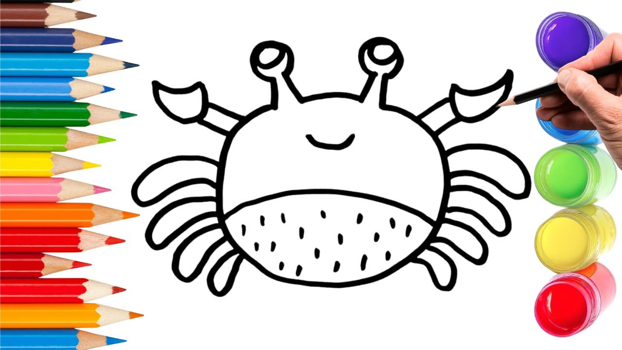 How To Draw cute crab Drawing, Painting & Coloring For Kids and Toddlers_ Child Art 🐋🌈