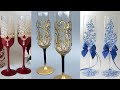 glasses flower painting designs bottle art ideas/Beautiful glasses decoration ideas