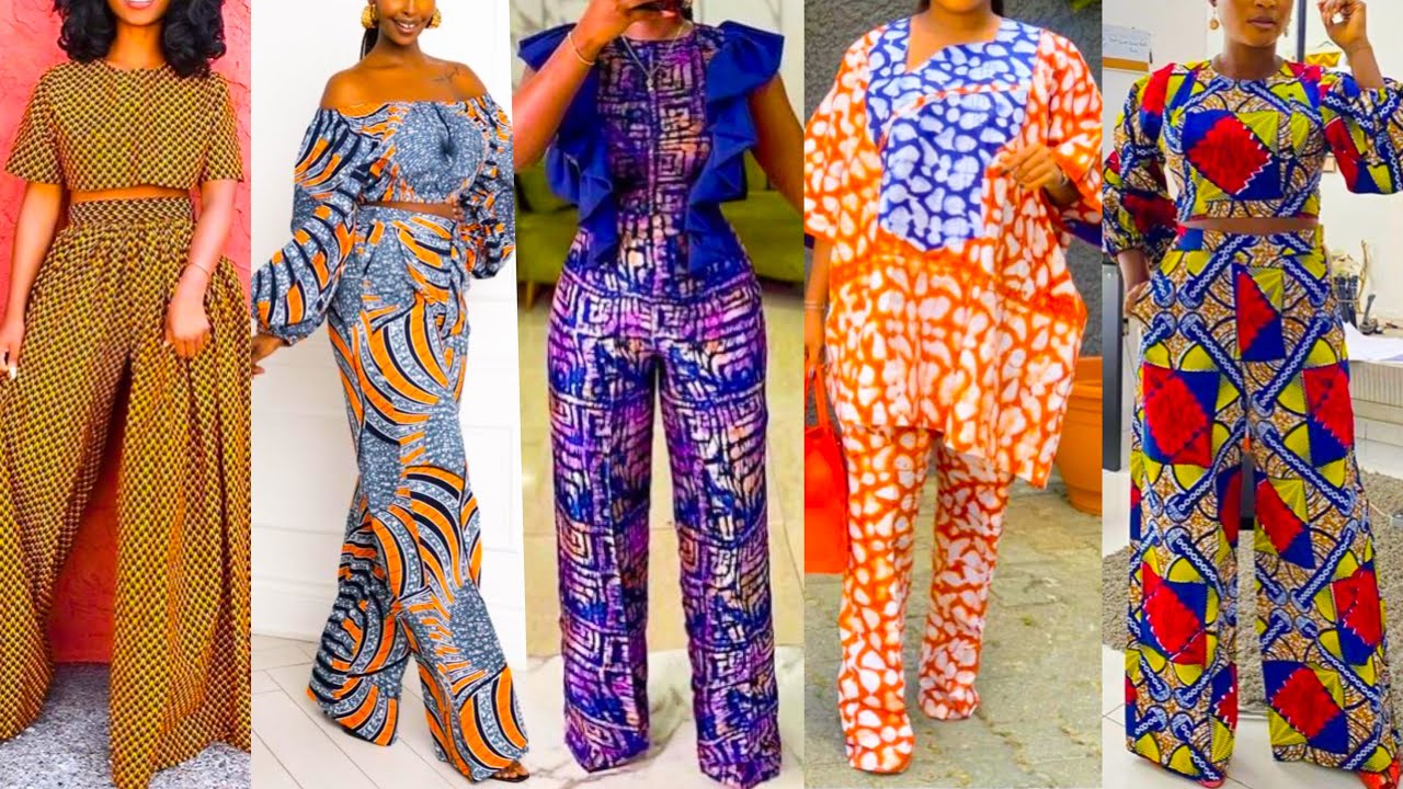 African Print Elastic Top and Pants, African Wide Leg Pants for Women,  African Print Crop Top & Pants, African Print Smocked Jumpsuit Style - Etsy