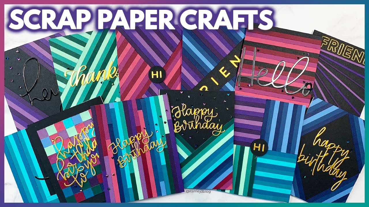 Scrap Paper Cards / Paper Strip Card Ideas / DIY Scrap Paper Crafts 