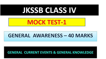 Jkssb Class IV General Awareness Top 30 Questions Free Mock Test