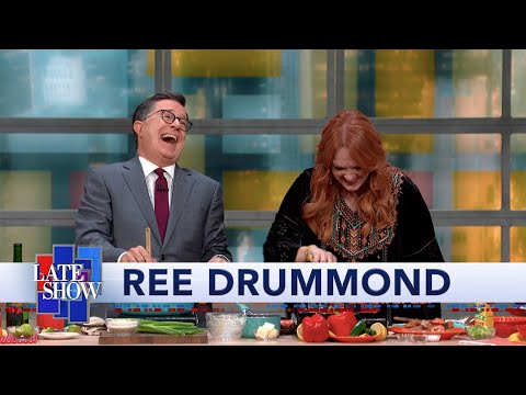 Ree Drummond Cooks Shrimp & Grits For Stephen Colbert