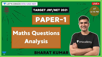 Maths Questions Analysis | Target NTA-UGC NET Paper-1 for 2020/2021 | Kumar Bharat