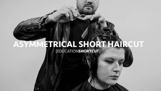 Asymmetrical Textured Short Haircut Tutorial - Education Shortcut #001