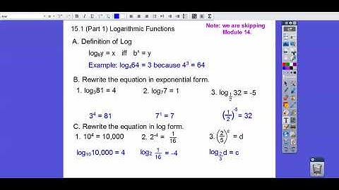 Logarithmic Functions - Module 15.1 (Part 1)