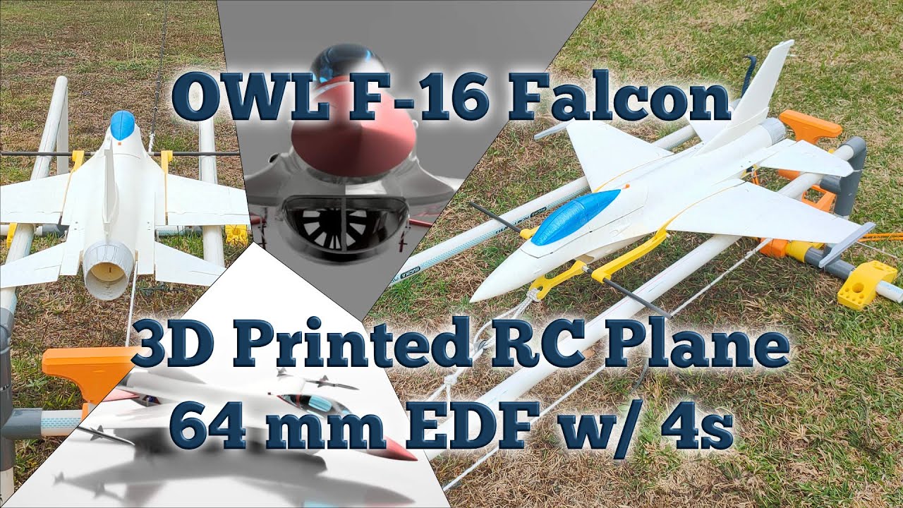 3D Printed RC Plane OWL F16 Falcon 64mm EDF with Catapult