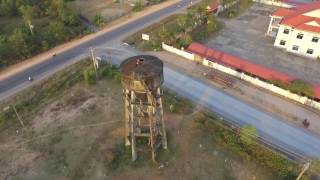 flying drone from top of water tower, quite a climb but an amazing sight