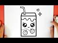 Cómo dibujar una CAJITA DE JUGO DE CEREZA KAWAII