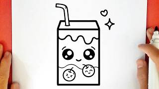Cómo dibujar una CAJITA DE JUGO DE CEREZA KAWAII