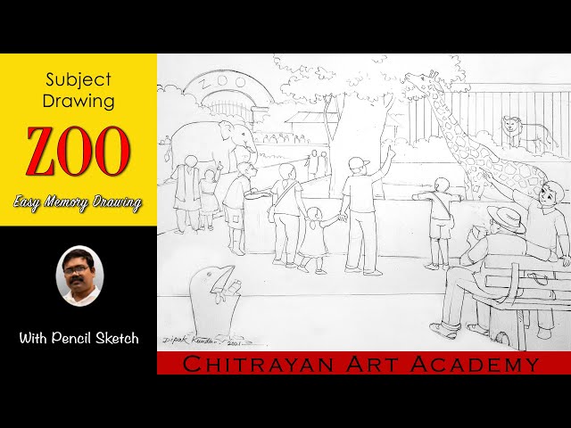 How to Draw Zoo Scenery Step by Step | Zoo Drawing | Shovan's Art World -  YouTube