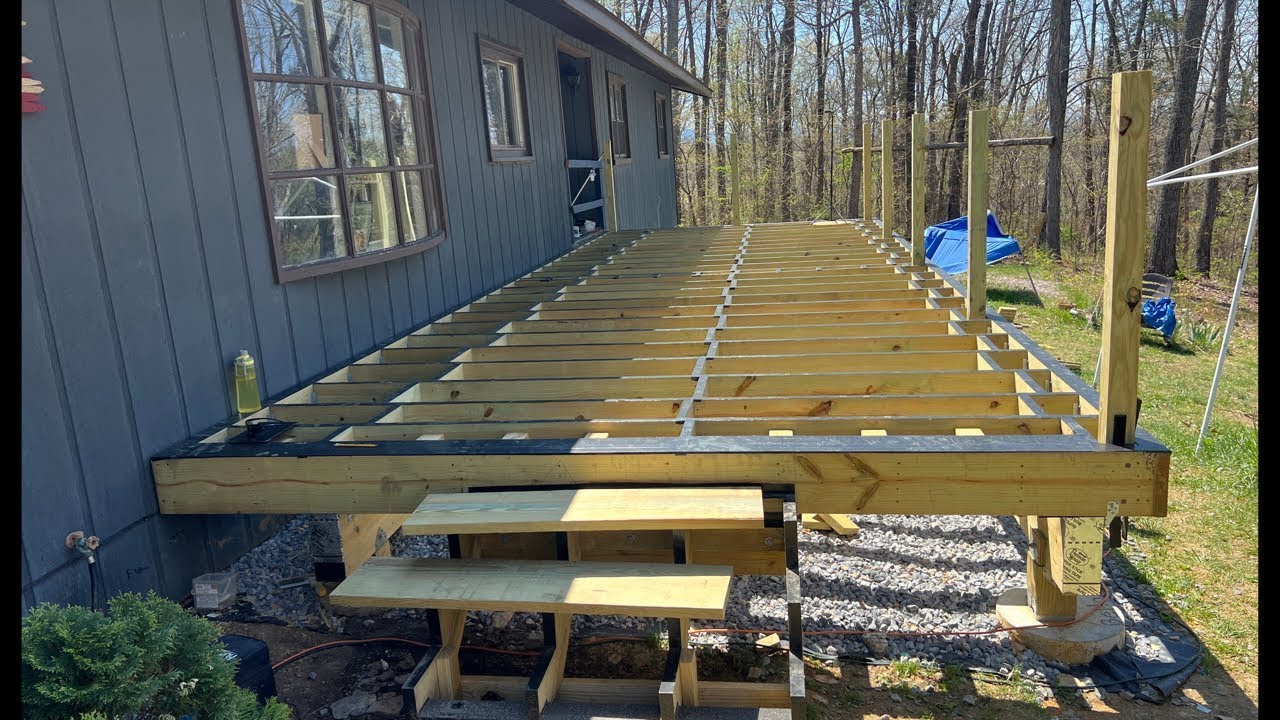 Deck Blocking For Railing Installing Deck Railing Posts + Blocking | Starting Trex Picture Frame ...
