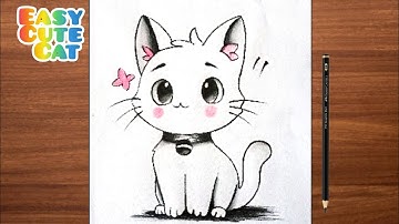 "Cute Cat Drawing Easy | How to Draw a Cute Cat Step by Step | Simple Cat Drawing for Beginners”