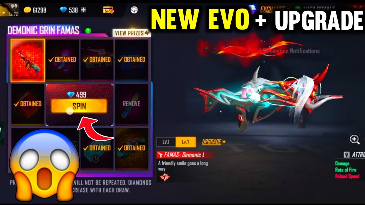 Last Spin Only Evo Famas 🤑 | Upgrade Evo Gun Skin 😲 