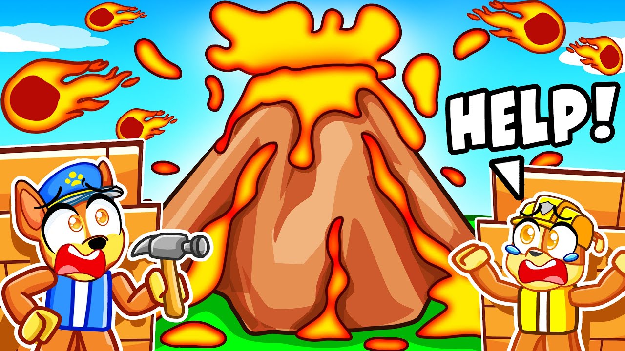 Build to Survive MAX LEVEL VOLCANO with Chase & Rubble!
