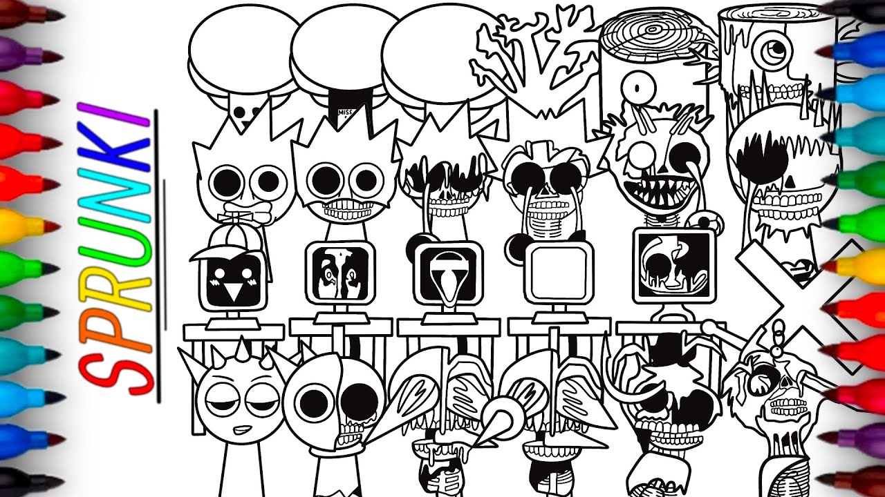Incredibox Sprunki Coloring Pages | SPRUNKI Mr.Tree, Raddy, Mr. Fun ...