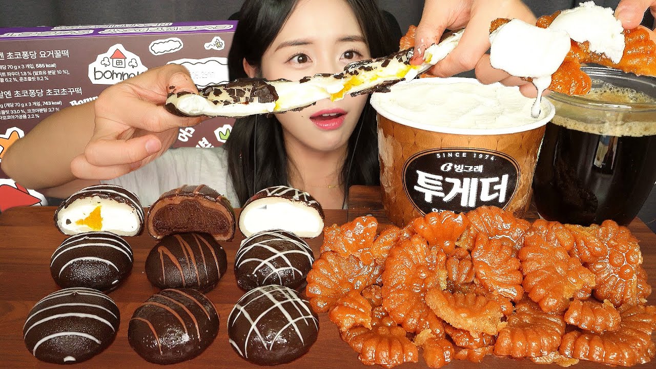 НЕВЕРОЯТНО ЖЕВАТЕЛЬНЫЙ💛 СЛИВОЧНЫЙ РИСОВЫЙ ПИРОЖОК + YAKGWA АСМР МУКБАНГ ДЕСЕРТ