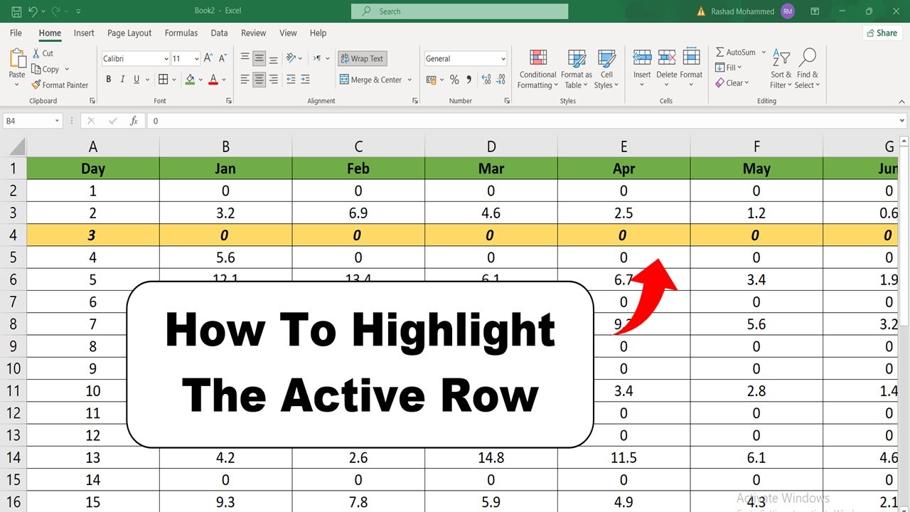 Point Out Rows How to Highlight the Active Row in Microsoft Excel - YouTube