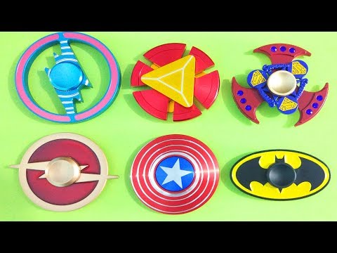 Awesome SuperHero Fidget Spinner Spin Test! Captain America, Iron Man, Batman, Superman, Flash!