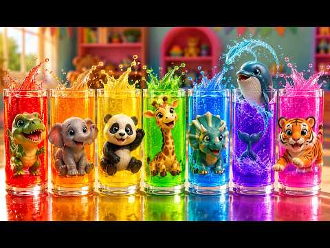 MENEMUKAN : T-Rex, Gajah, Panda, Jerapah, Trice, dinosaurus, paus, dinosaurus, harimau