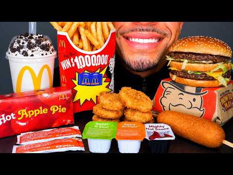 ASMR MCDONALDS CHICKEN NUGGETS CORN DOG OREO MCFLURRY BIG MAC FRIES JERRY EATING SOUNDS MUKBANG 먹방