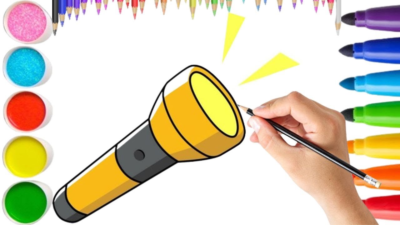 How To Draw Cute Torch 🔦 // Drawing, Painting & Coloring For Kids and ...