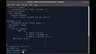 Clojure Program with Structure and Simple Database